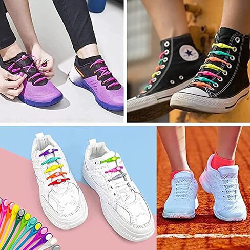 Clawofer 28 PCS Lazy Elastic Shoelaces,No Tie Shoe Laces for Adults and Children,Colorful Round No Tie Rubber Laces,Sneakers laces in Saudi Arabia