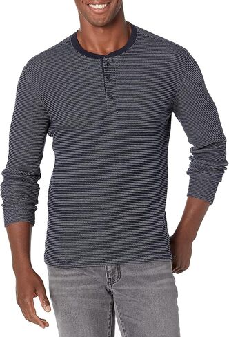 Vince mens Thermal Stripe L/S Henley Shirt in Saudi Arabia