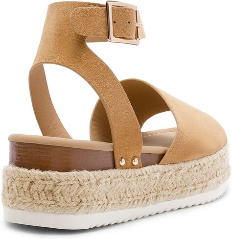 DREAM PAIRS Women's Platform Espadrille Wedge Sandals | Adjustable ankle strap with cushioned footbed for comfortable walking, vacation, beach outing and summer events in Saudi Arabia