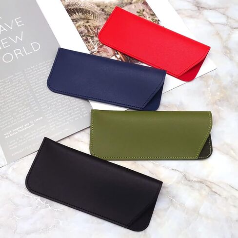 GSHLLO 4 PCS PU Leather Slip in Glasses Eyeglasses Case Soft Glasses Sleeve Pouch Spectacles Bag for Women Men in Saudi Arabia