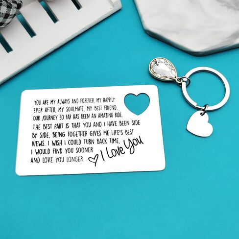Anniversary Card Gifts for Him Engraved Wallet Insert Card for Boyfriend Husband Wedding Christmas Valentines Gifts for Men Fathers Day Birthday Gifts I Love You Gifts for Him Fiance in Saudi Arabia
