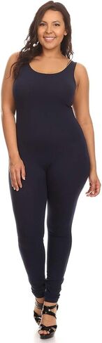 Stretch Cotton Bodysuit Women's Scoop Neck Sleeveless Stretch Cotton One Piece Jumpsuits Unitard Bodysuits(&Plus) in Saudi Arabia