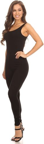 Stretch Cotton Bodysuit Women's Scoop Neck Sleeveless Stretch Cotton One Piece Jumpsuits Unitard Bodysuits(&Plus) in Saudi Arabia