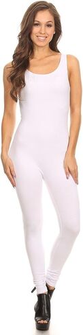 Stretch Cotton Bodysuit Women's Scoop Neck Sleeveless Stretch Cotton One Piece Jumpsuits Unitard Bodysuits(&Plus) in Saudi Arabia