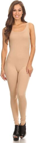 Stretch Cotton Bodysuit Women's Scoop Neck Sleeveless Stretch Cotton One Piece Jumpsuits Unitard Bodysuits(&Plus) in Saudi Arabia