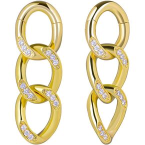 PUNKYOUTH 1 Pair Chain Diamond Ear Hangers 6g Ear Weights For Stretched Ears 4mm Ear Gauges Elegant Dangle Plug Earrings For Women Brass Piercings in Kuwait
