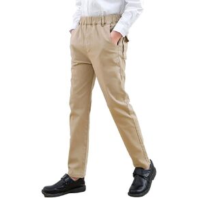 YaYabroe Kids Boys' Chino Pant Casual Elastic Waist Dressy Uniform Pants Size 4-15 Years
