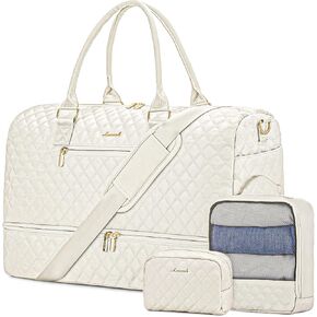 LOVEVOOK Travel Duffle Bag for Women, Weekender Overnight Bag with Shoe Compartment, Carry on Bag with Toiletry Bag, Gym Duffel Bag with Wet Pocket, Hospital Bags for Labor and Delivery 3 Pcs Set