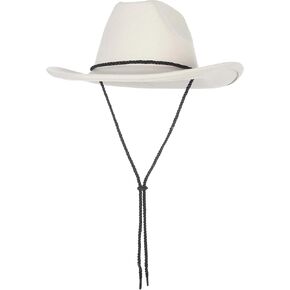 قبعة رعاة البقر لراعية البقر للرجال والنساء كلاسيكية بحافة قابلة للطي فيدورا قبعة راعية البقر الغربية مع سلسلة in Kuwait