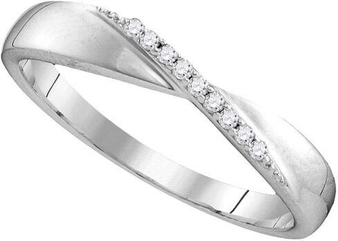 Solid 925 Sterling Silver Round White Diamond Channel Set Curved Wedding Band OR Fashion Ring (.05 cttw) in Saudi Arabia