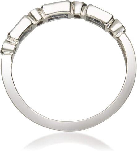 Gin and Grace 10K White Gold Genuine Blue Sapphire Ring with Diamonds for women | Ethically, authentically & organically sourced (Baguette-Cut) shaped Sapphire hand-crafted jewelry for her | Sapphire Ring for women in Saudi Arabia