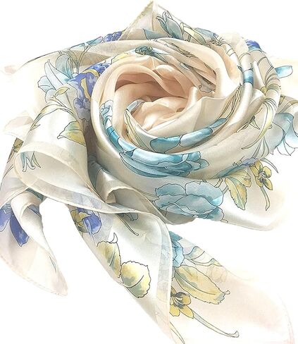 MARUYAMA Silk Scarf, 9065 Flow Flower, precision printed, lightairy satin, Brand Cased, SS889065 in Kuwait