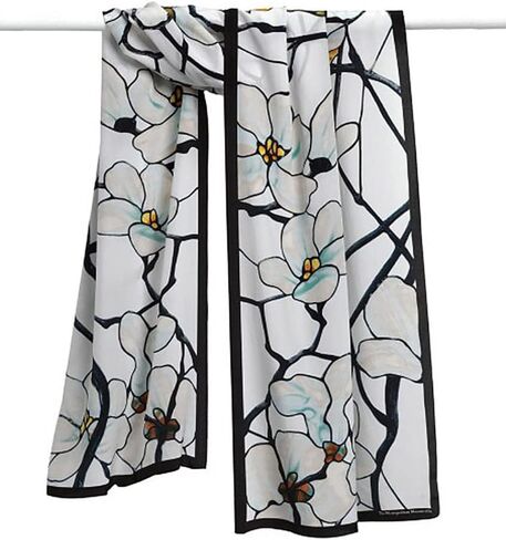 Louis C. Tiffany,"White Magnolia" Oblong Silk Scarf, Metropolitan Museum of Art in Kuwait