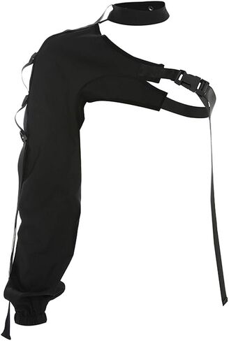 FlyCC Women Sexy One Shoulder Adjustable Buckle Crop Tops - Reflective Festival Rave Form Fitting Shrugs in Saudi Arabia