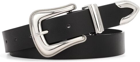 JASGOOD Women's Western Belt Vintage Black Leather Waist Belt for Pants Jeans with Gold Buckle in Saudi Arabia