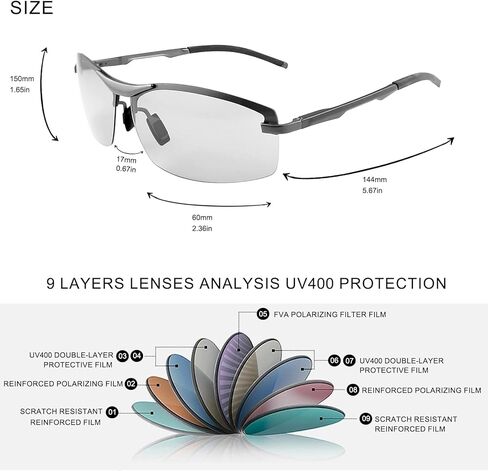 PEEPAI Polarized Photochromic Sunglasses for Men - UV Protection and Lightweight Sun Glasses for Driving Fishing in Saudi Arabia