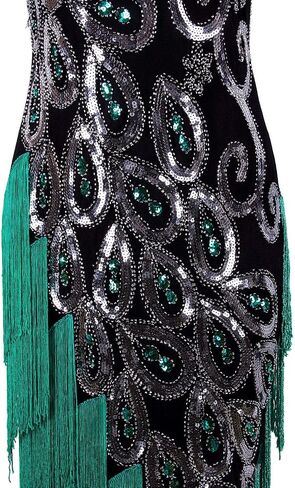 VIJIV Women's Vintage 1920s Style Peacock Sequin Roaring 20s Gatsby Party Flapper Dress in Saudi Arabia
