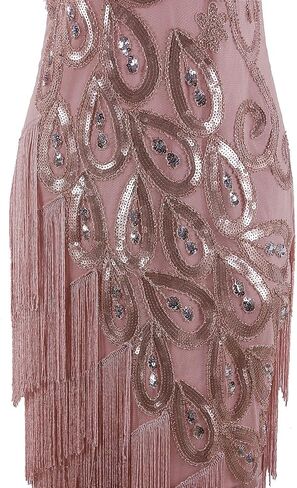 VIJIV Women's Vintage 1920s Style Peacock Sequin Roaring 20s Gatsby Party Flapper Dress in Saudi Arabia