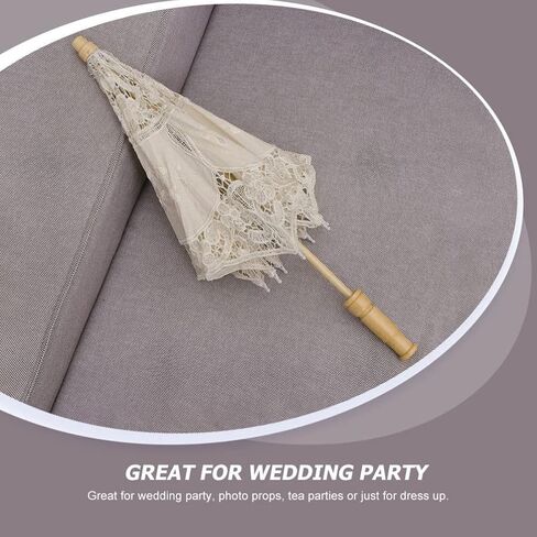 Zerodeko Bride Decorative Umbrellas Wedding Umbrella Ornament Costumes Bubble Umbrella Lace Princess Parasols Photography Props Beige in Saudi Arabia