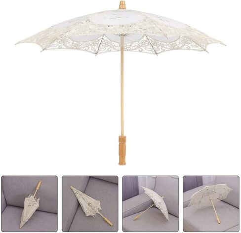 Zerodeko Bride Decorative Umbrellas Wedding Umbrella Ornament Costumes Bubble Umbrella Lace Princess Parasols Photography Props Beige in Saudi Arabia
