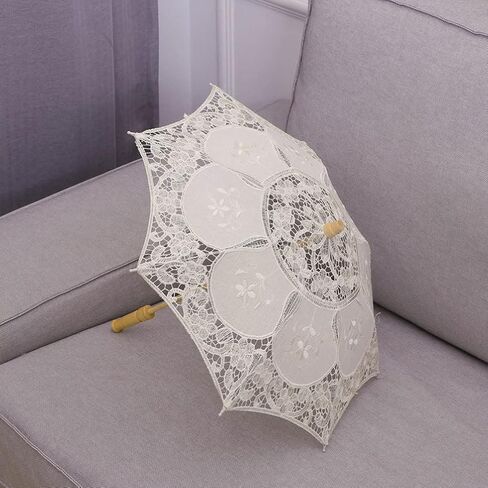 Zerodeko Bride Decorative Umbrellas Wedding Umbrella Ornament Costumes Bubble Umbrella Lace Princess Parasols Photography Props Beige in Saudi Arabia