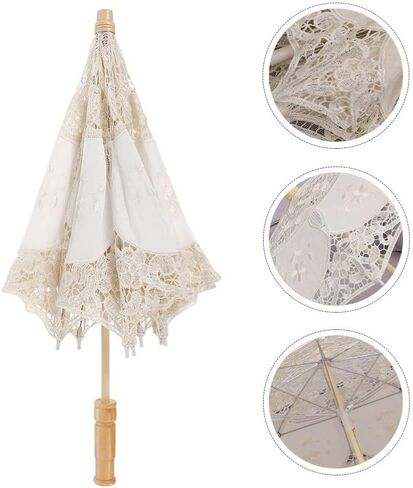 Zerodeko Bride Decorative Umbrellas Wedding Umbrella Ornament Costumes Bubble Umbrella Lace Princess Parasols Photography Props Beige in Saudi Arabia