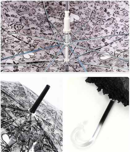 Chesoon البلاستيك مظلة دانتيل المظلة خمر الزفاف مظلة الزفاف خفيفة الوزن يندبروف قبة المظلة مع 8 الأضلاع in Kuwait