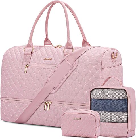 LOVEVOOK Travel Duffle Bag for Women, Weekender Overnight Bag with Shoe Compartment, Carry on Bag with Toiletry Bag, Gym Duffel Bag with Wet Pocket, Hospital Bags for Labor and Delivery 3 Pcs Set in Saudi Arabia