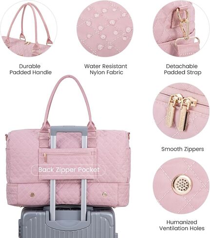 LOVEVOOK Travel Duffle Bag for Women, Weekender Overnight Bag with Shoe Compartment, Carry on Bag with Toiletry Bag, Gym Duffel Bag with Wet Pocket, Hospital Bags for Labor and Delivery 3 Pcs Set in Saudi Arabia