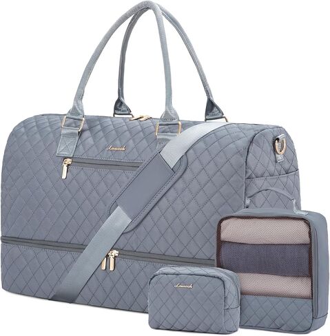 LOVEVOOK Travel Duffle Bag for Women, Weekender Overnight Bag with Shoe Compartment, Carry on Bag with Toiletry Bag, Gym Duffel Bag with Wet Pocket, Hospital Bags for Labor and Delivery 3 Pcs Set in Saudi Arabia