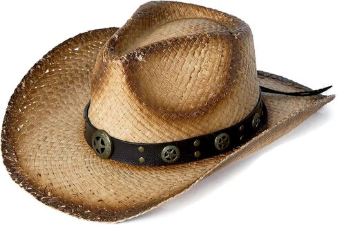 كومهاتس قبعات كاوبوي للنساء راعية البقر على الطراز الغربي قبعة شاطئ مستديرة من القش للسيدات قبعة فيدورا بحافة قابلة للتشكيل in Kuwait