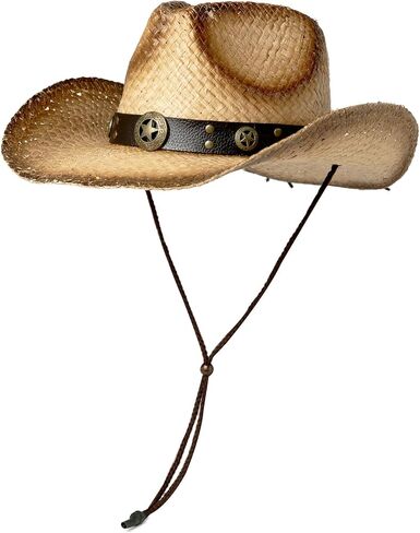 كومهاتس قبعات كاوبوي للنساء راعية البقر على الطراز الغربي قبعة شاطئ مستديرة من القش للسيدات قبعة فيدورا بحافة قابلة للتشكيل in Kuwait