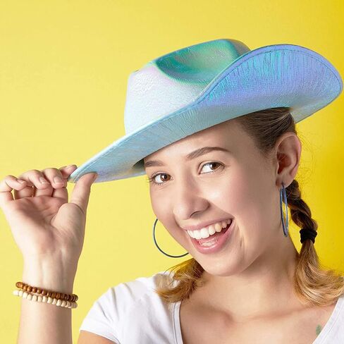 Zodaca Holographic Party Cowboy Hat, Metallic Space Cowboy (Purple, Adult) in Saudi Arabia