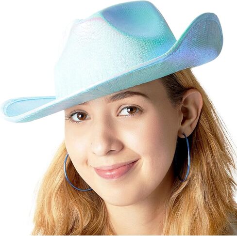 Zodaca Holographic Party Cowboy Hat, Metallic Space Cowboy (Purple, Adult) in Saudi Arabia