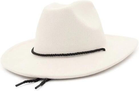 قبعة رعاة البقر لراعية البقر للرجال والنساء كلاسيكية بحافة قابلة للطي فيدورا قبعة راعية البقر الغربية مع سلسلة in Kuwait