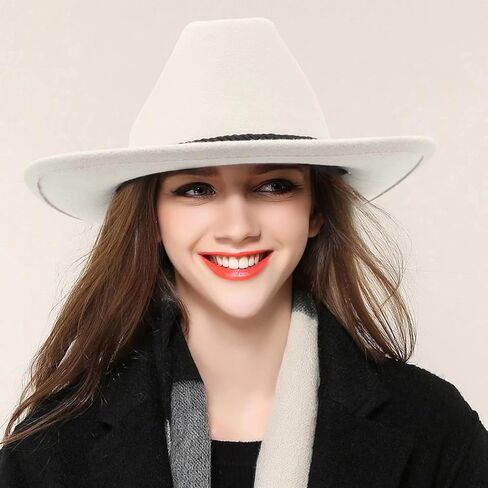 قبعة رعاة البقر لراعية البقر للرجال والنساء كلاسيكية بحافة قابلة للطي فيدورا قبعة راعية البقر الغربية مع سلسلة in Kuwait