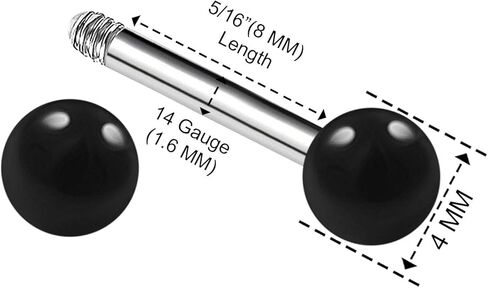 2 قطعة الفولاذ المقاوم للصدأ الحديد خواتم 14 مقياس 5/16 8 مللي متر 4 مللي متر الاكريليك الكرة اللولب أقراط الحاجب ثقب المجوهرات رؤية المزيد من الألوان in Kuwait