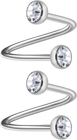 MATIGA 2Pcs Steel 18 gauge 5/16 8mm Twist Barbell Piercing Jewelry Tragus Helix Lip Cartilage 3mm Half Ball Crystal More Choices in Saudi Arabia