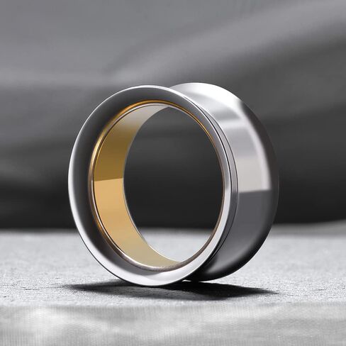 نفق COOEAR مزدوج من الفولاذ المقاوم للصدأ، قابس أسود مع ثقوب ذهبية مرصعة بمقاييس أقراط ثقب ممتدة. in Kuwait