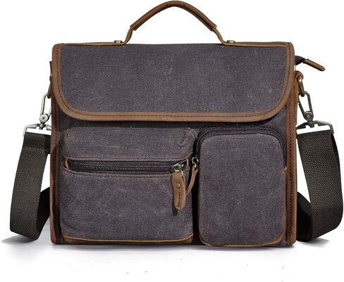 Handadsume مقاومة للماء قماش + حقيبة سفر جلدية حقيقية رسول عبر الجسم حقيبة كتف واحدة للرجال FB202 in Kuwait