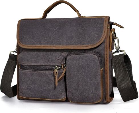 Handadsume مقاومة للماء قماش + حقيبة سفر جلدية حقيقية رسول عبر الجسم حقيبة كتف واحدة للرجال FB202 in Kuwait