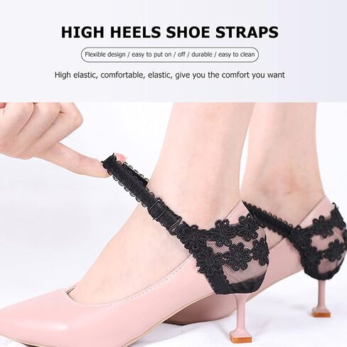 Healifty 4 Pairs Women Lace Detachable Elastic Shoe Straps High Heels Loose Shoelace Bands Accessories in Saudi Arabia