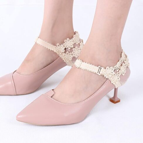 Healifty 4 Pairs Women Lace Detachable Elastic Shoe Straps High Heels Loose Shoelace Bands Accessories in Saudi Arabia