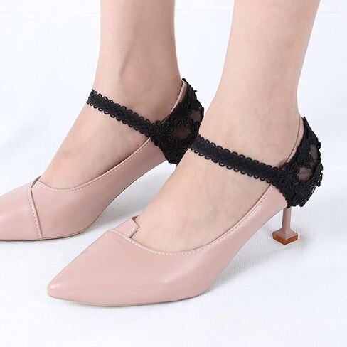 Healifty 4 Pairs Women Lace Detachable Elastic Shoe Straps High Heels Loose Shoelace Bands Accessories in Saudi Arabia