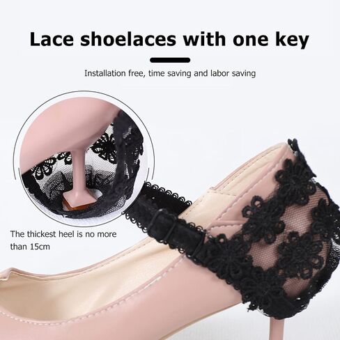 Healifty 4 Pairs Women Lace Detachable Elastic Shoe Straps High Heels Loose Shoelace Bands Accessories in Saudi Arabia