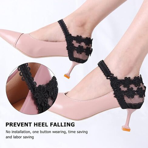 Healifty 4 Pairs Women Lace Detachable Elastic Shoe Straps High Heels Loose Shoelace Bands Accessories in Saudi Arabia