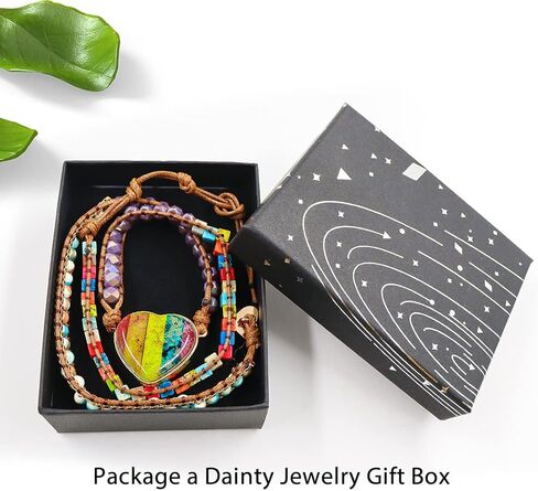 Xaena Boho Chic 7 Chakra Bead Wrap Bracelets for Women - Handmade with Natural Jasper Stone, Leather, and Exquisite Thread - Perfect for Yoga, Meditation, and Everyday Wear in Kuwait