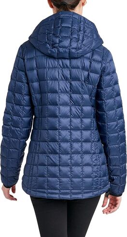 HFX Women's Short Quilted Lightweight Jacket Snap Collar Elastic Sleeve Cuff Hood 27.5" Coat in Kuwait