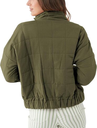 سترة نسائية منتفخة مبطنة من Fazortev، بلوفر نصف سحاب، كاجوال بأكمام طويلة، معاطف شتوية خفيفة الوزن، ملابس خارجية in Kuwait