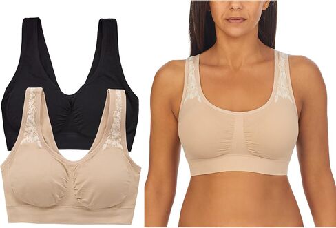 ELLEN TRACY Women's Underwear, Seamless Wirefree Bra, Bralette with Removable Pads, 2-Pack Multipack in Saudi Arabia